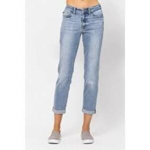 Judy Blue MidRise Boyfriend Fit Jeans Stretch Sz 7/28 Bleach Wash